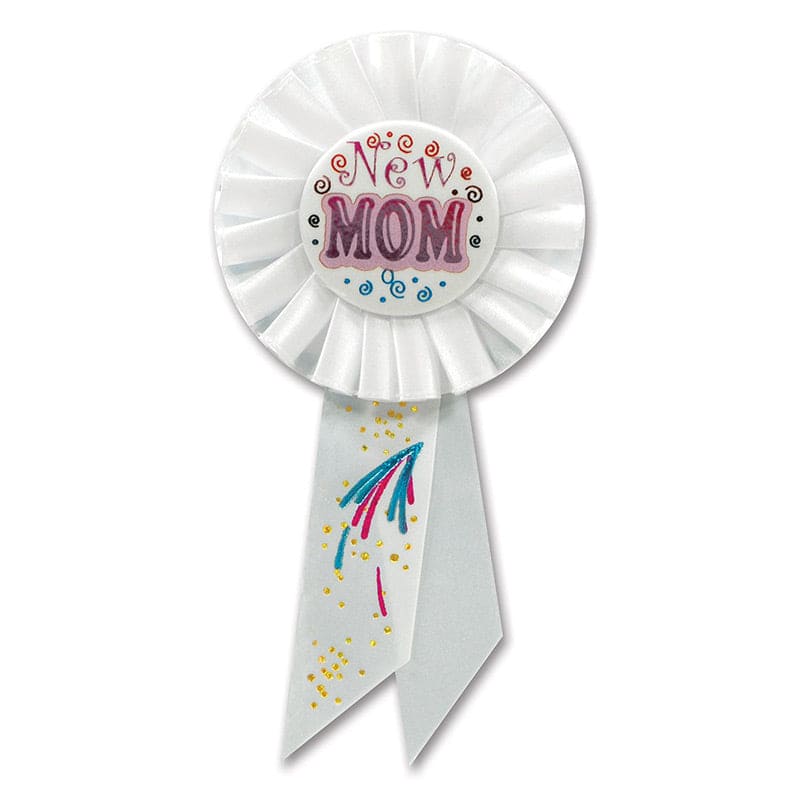 New Mom White Rosette Ribbon