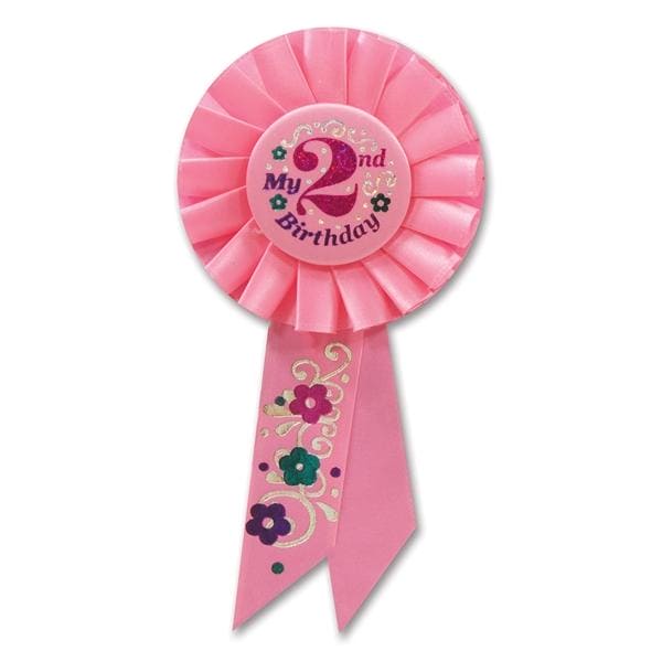 My 2nd Birthday Pink Rosette Ribbon