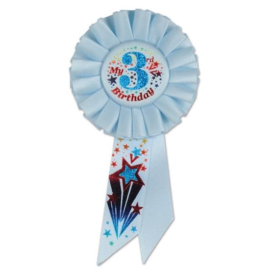 My 3rd Birthday Blue Rosette Ribbon