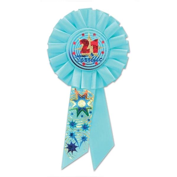 21 & Terrific Blue Rosette Ribbon