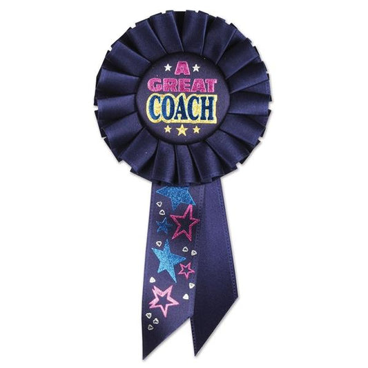 A Great Coach Navy Blue Rosette Ribbon