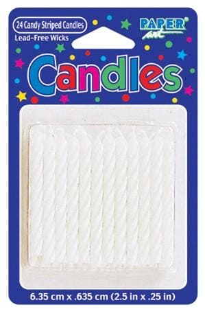 White Candy Striped Birthday Candles