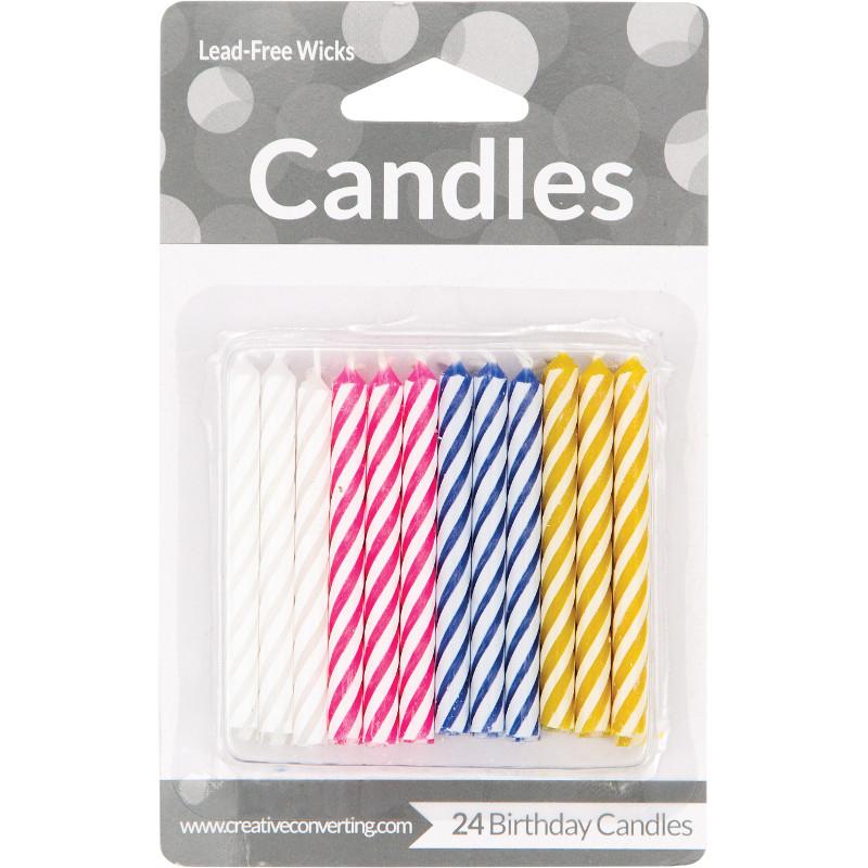 Assorted Candy Striped Birthday Candles