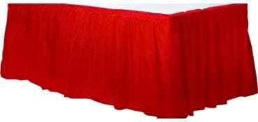 Apple Red Solid Color 14ft x 29in Plastic Table Skirt