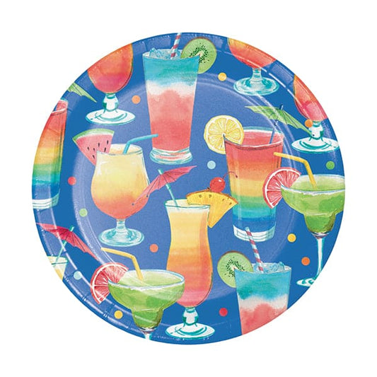 Summer Cocktail 7in Round Luncheon Paper Plates 8ct