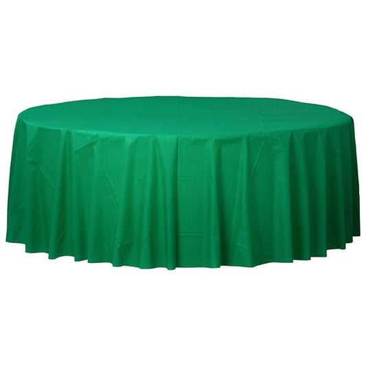 Festive Green 84in Round Plastic Table Cover