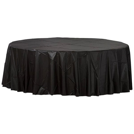 Jet Black 84in Round Plastic Table Cover