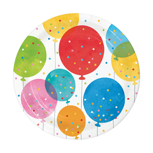 Confetti Balloons 7in Round Luncheon Paper Plates 8ct