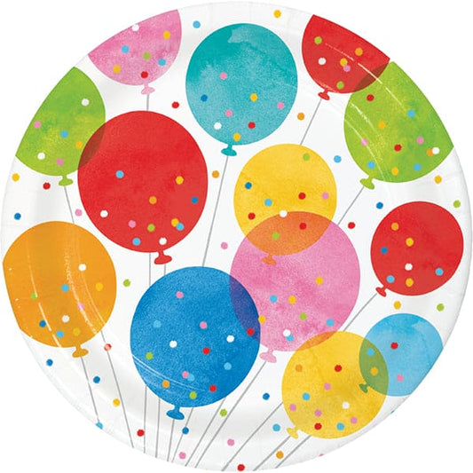 Confetti Balloons 9in Round Dinner Paper Plates 8ct