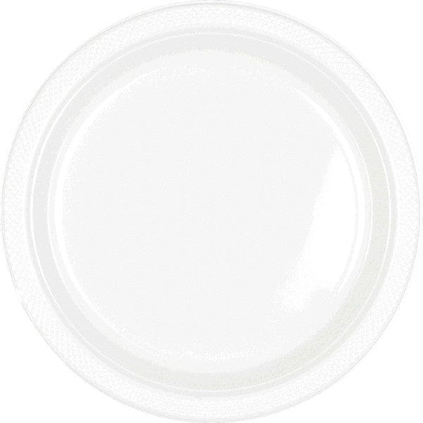 White 9in Round Dinner Plastic Plates 20 Ct