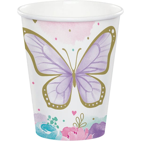 Shimmer Butterfly 9oz Paper Cups 8ct