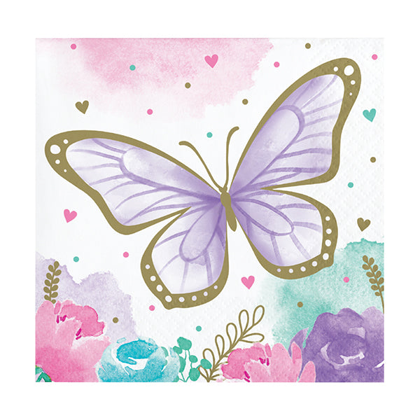 Shimmer Butterfly Beverage Napkins 16ct