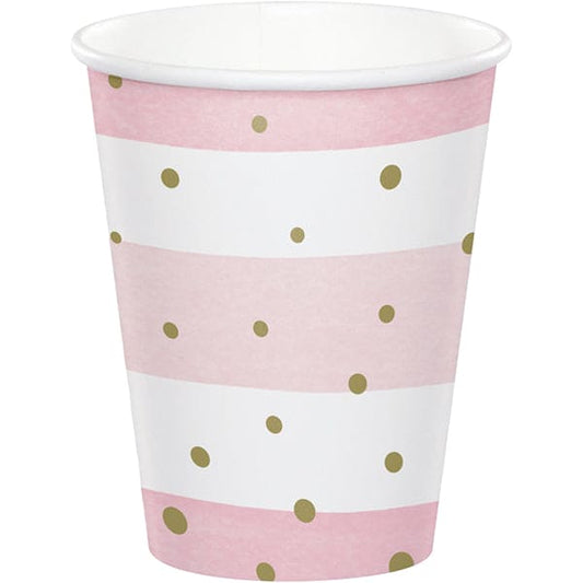 Pink & Gold Celebration 9oz Paper Cups 8ct