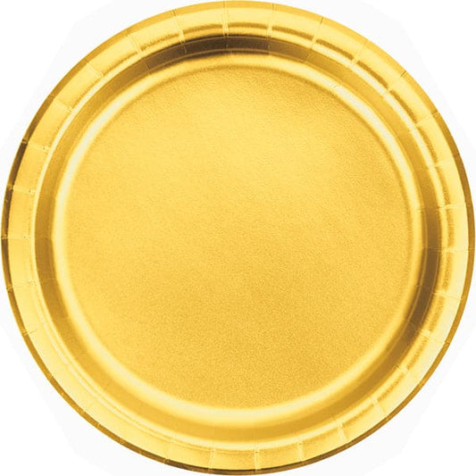 Gold Foil 9in Round Dinner Plates 8ct