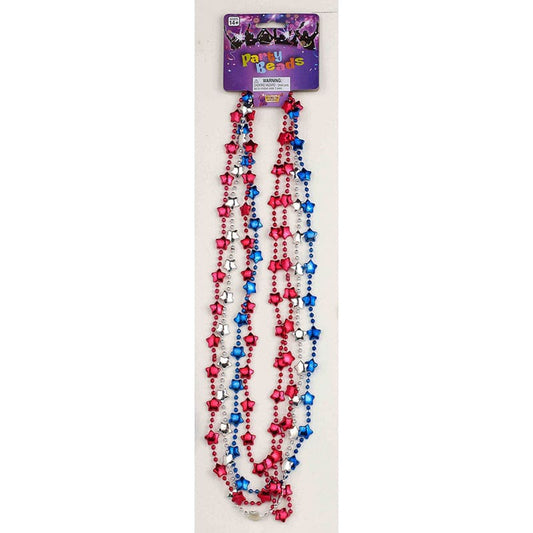 Patriotic Star Beads Red, Silver and Blue