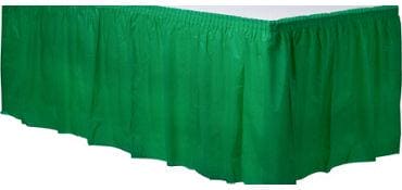 Festive Green Solid Color Plastic Table Skirt, 14' x 29"