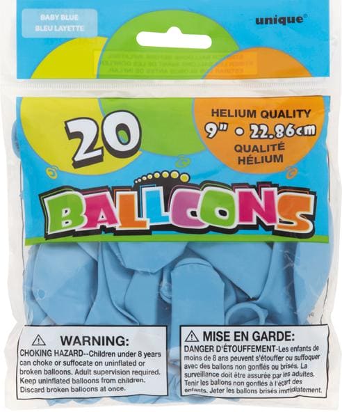 Baby Blue 9in Round Latex Balloons 20ct