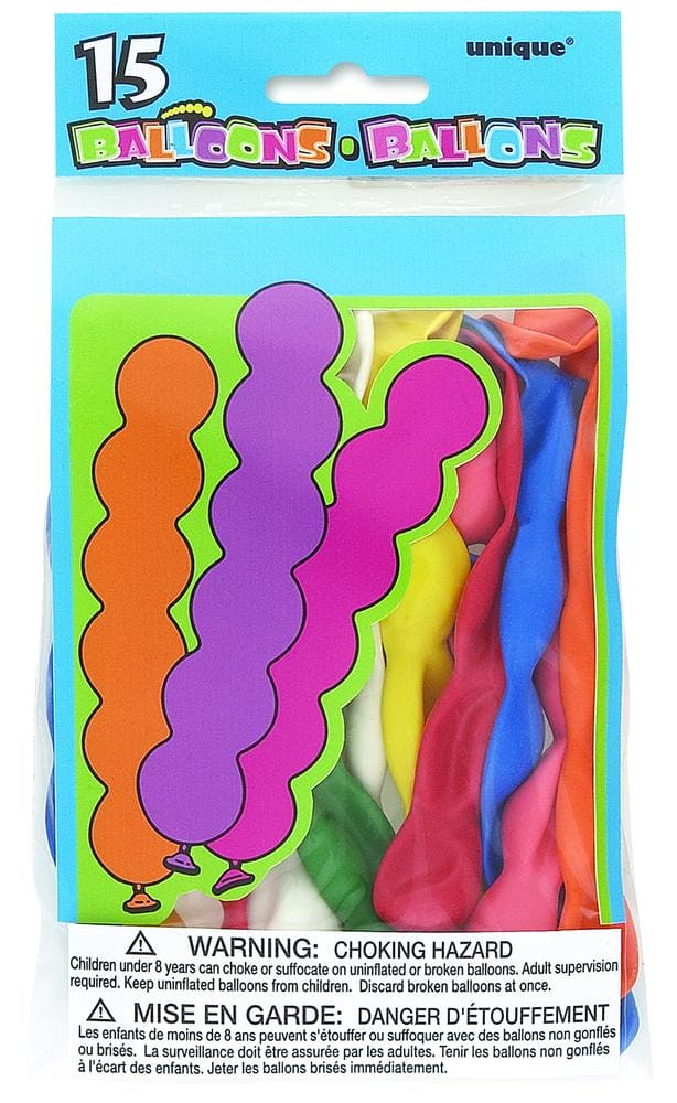 Squiggly Balloons 15 Ct