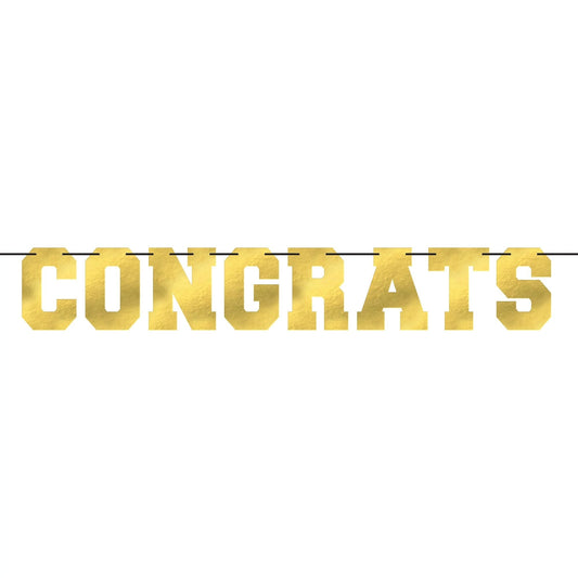 Congrats Gold Foil 12ft x 9.5ft Letter Banner