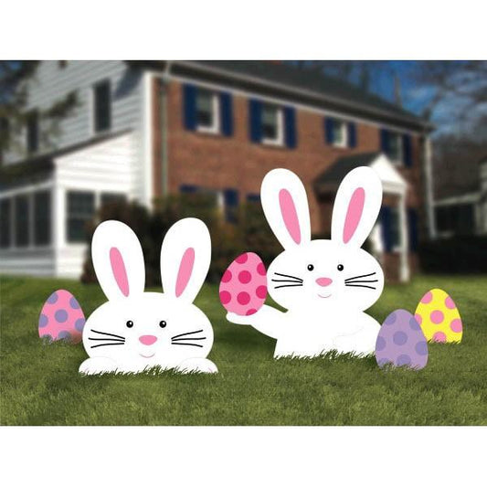 Easter Bunny and Eggs Plastic Yard Signs