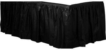 Black Solid Color Plastic Table Skirt 14' x 29"