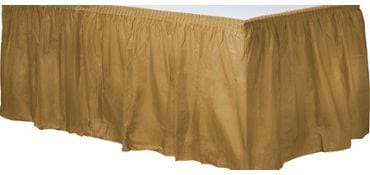 Gold Solid Color Plastic Table Skirt 14' x 29"