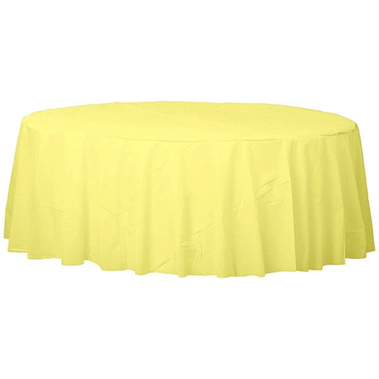 Light Yellow 84in Round Plastic Table Cover