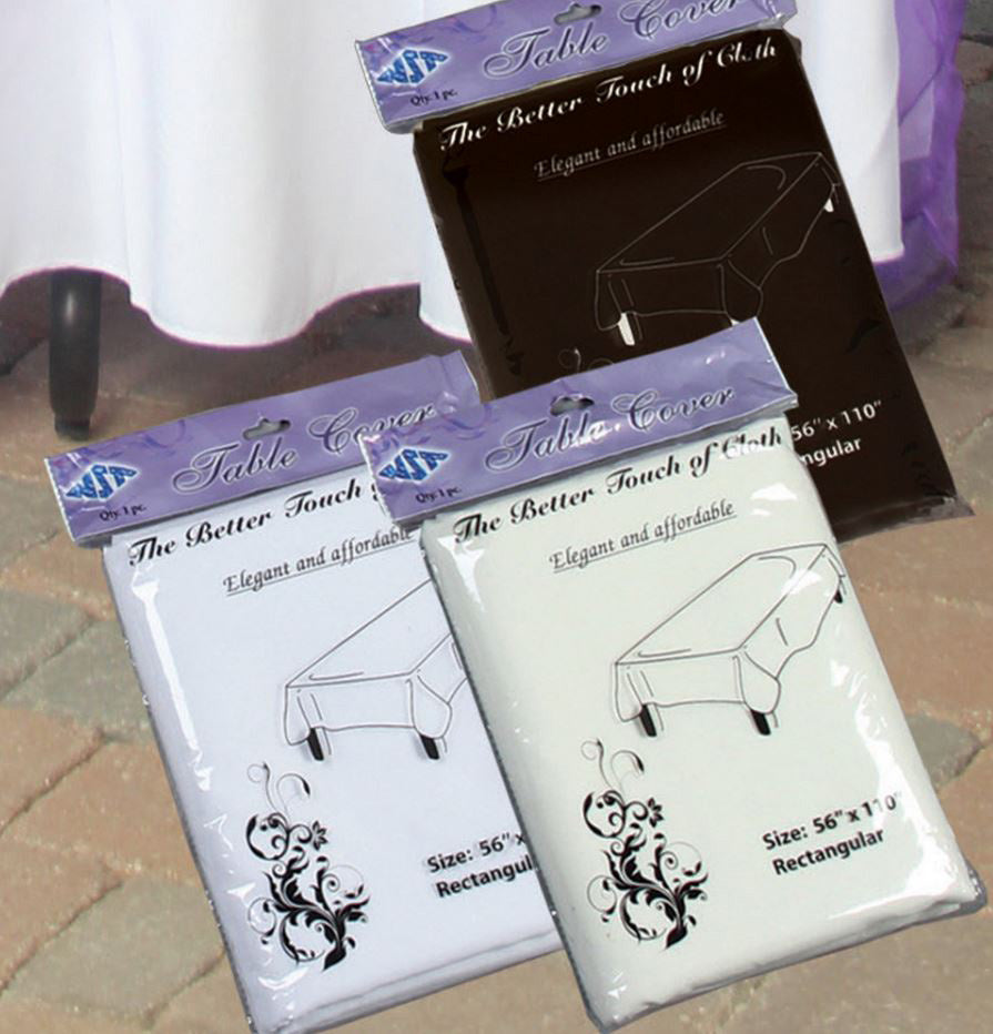 BLACK Fabric 56in x 110in Polyester Table Cover 1ct