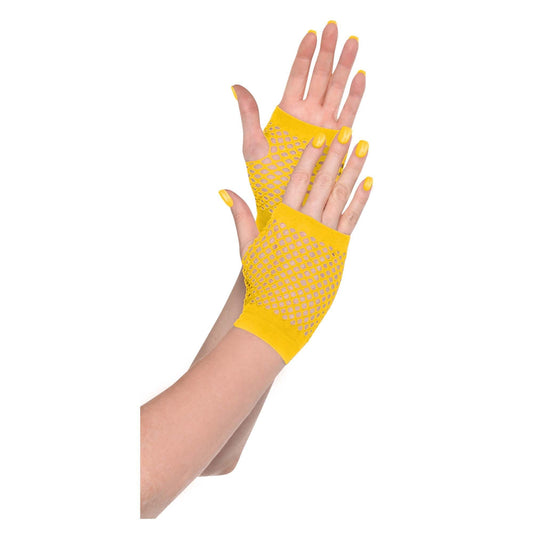 Fishnet Short Gloves Yellow