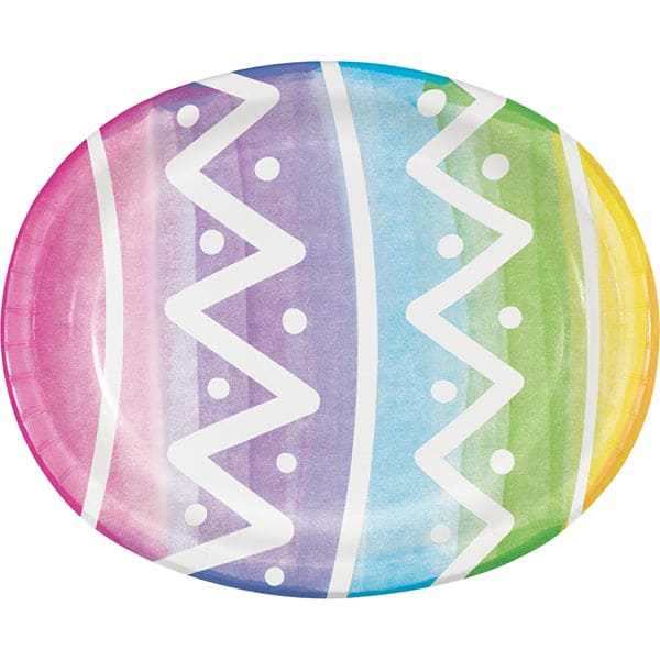 Watercolor Easter Egg 10 x 12in Oval Paper Plates 8 Ct