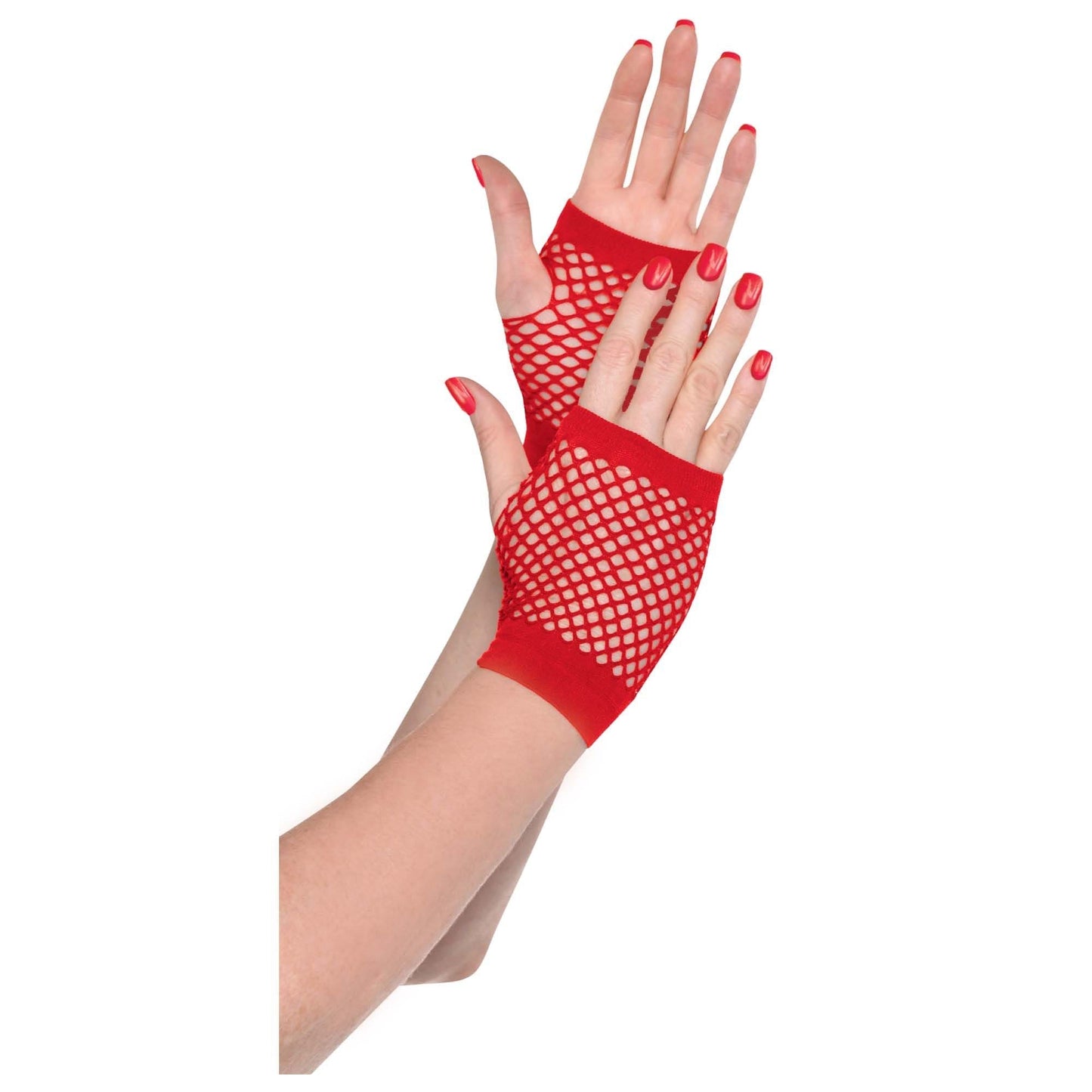 Fishnet Short Gloves Red
