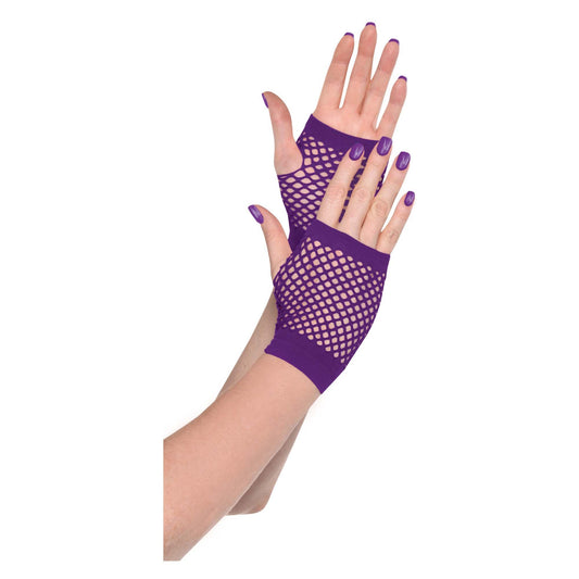 Fishnet Short Gloves Purple