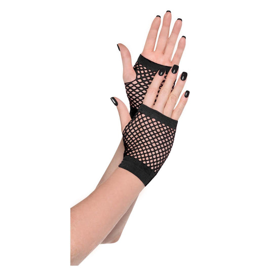 Fishnet Short Gloves Black