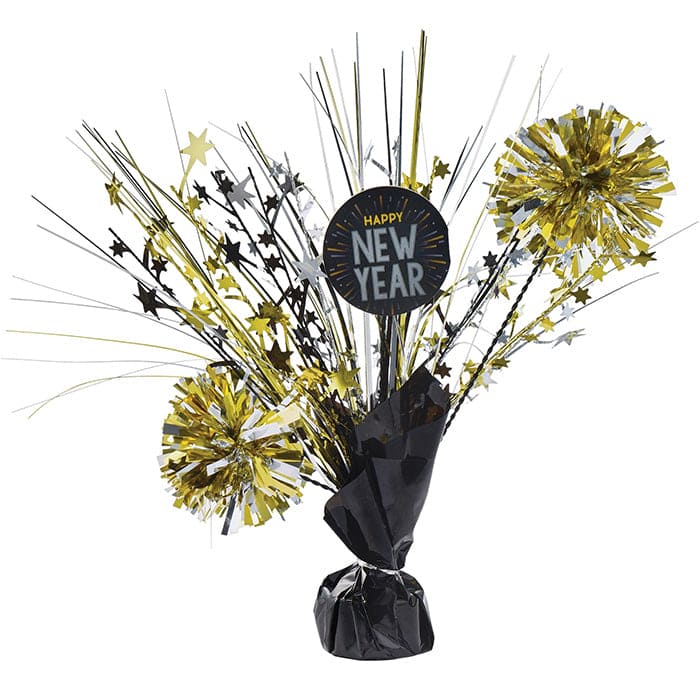 New Year Mini Tinsel Burst Centerpiece 9in