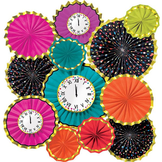 New Years Paper Fan Decorating Kit 12ct