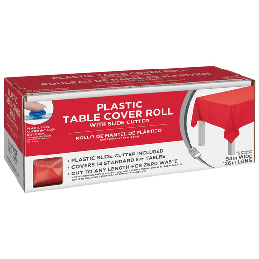 Boxed Plastic Table Roll - 54in x 126ft Apple Red