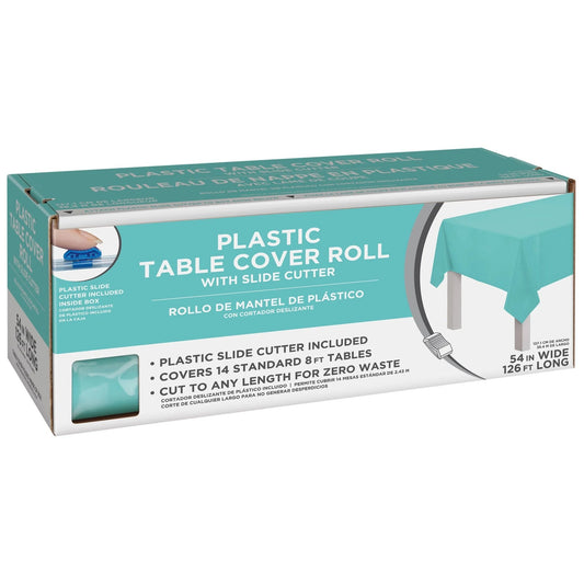 Boxed Plastic Table Roll - 54in x 126ft Robin's-Egg Blue