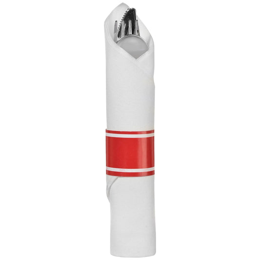 Premium Rolled Cutlery - Apple Red 10 Ct