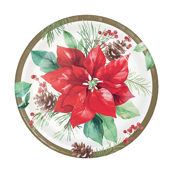 Poinsettia Perfection 7in Luncheon Paper Plates 8ct