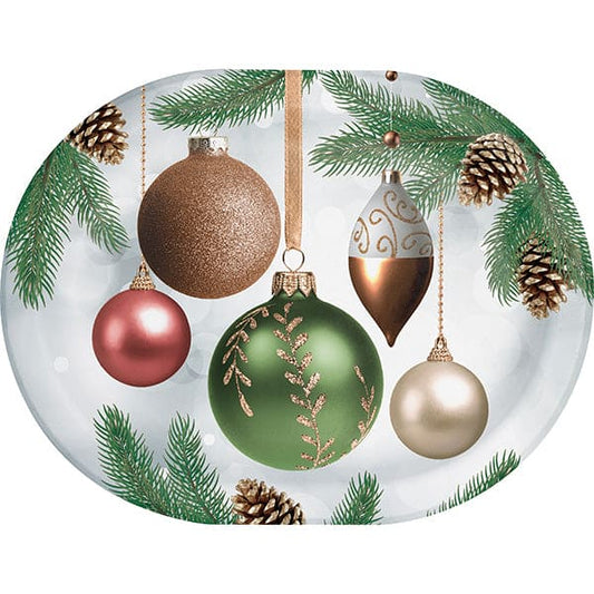 Dazzling Ornaments 9 x 12in Oval Paper Platters 8ct