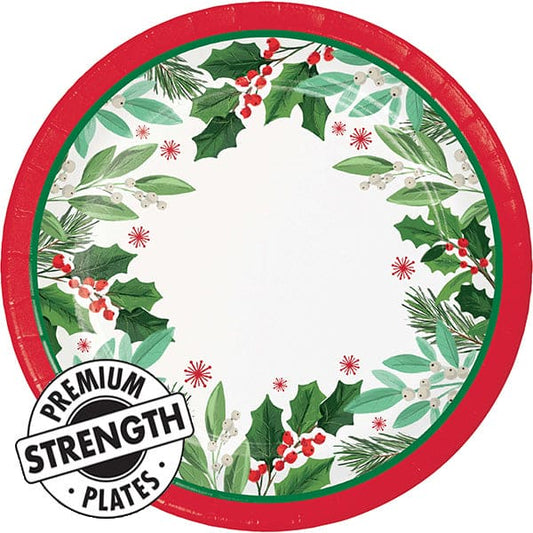 Holly Jolly 9in Round Dinner Paper Plates 8ct