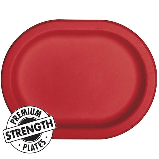 Red 10 x 12in Oval Paper Platters 8ct