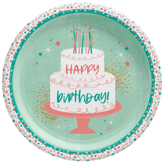 Happy Cake Day 9in Round Dinner Paper Plates 8ct