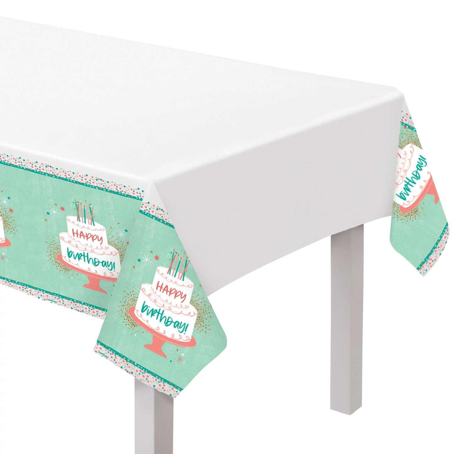 Happy Cake Day Plastic 54 x 102in Plastic Table Cover