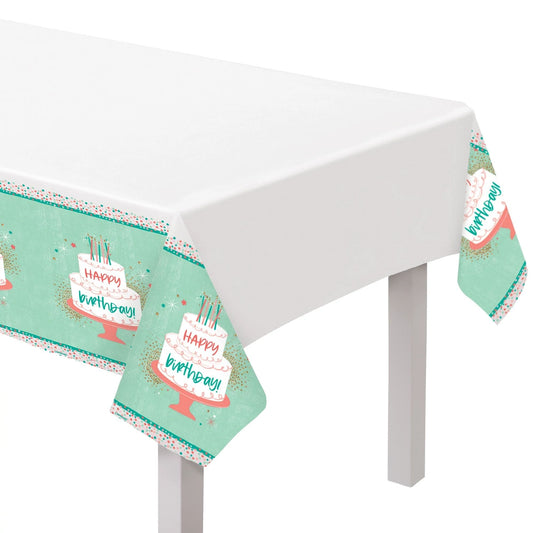 Happy Cake Day Plastic 54 x 102in Plastic Table Cover