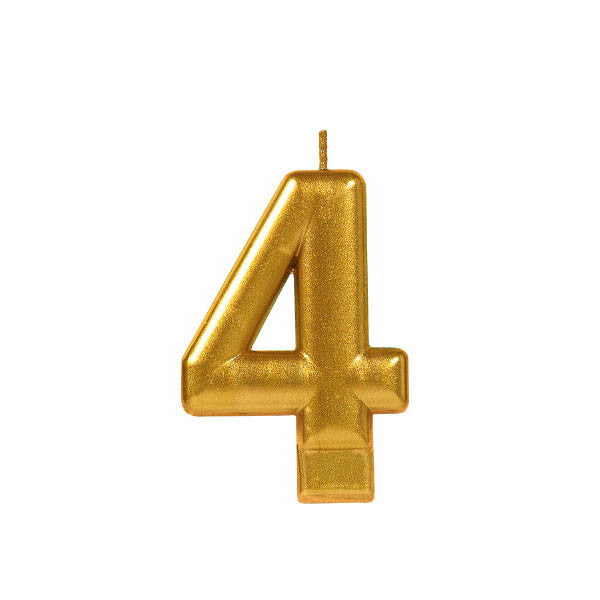 Numeral #4 Metallic Candle - Gold