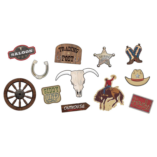 Yeehaw Cow Western Value Cutout 12 Ct
