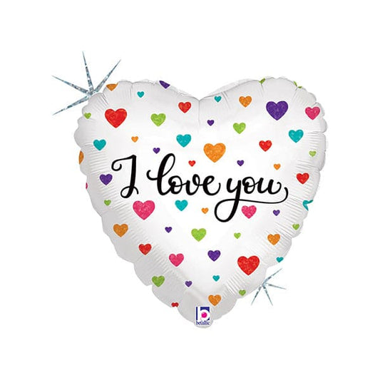 Colorful Hearts I Love You 18in Metallic Balloon