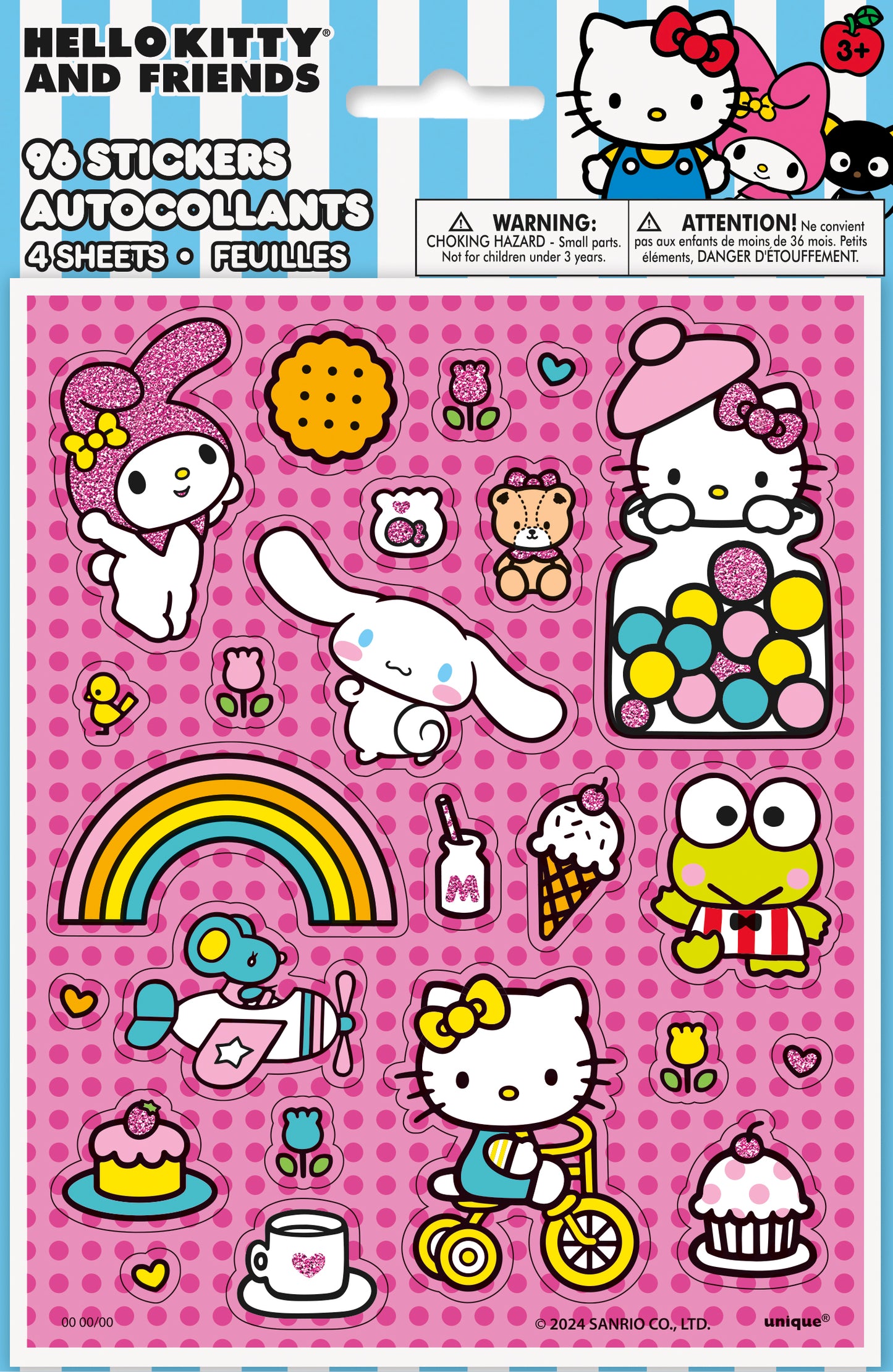 Hello Kitty Friends Glitter Stickers 4ct