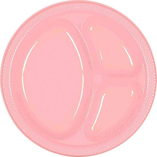 New Pink 10.25in Divided Plastic Plates 20 Ct